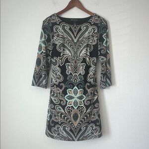 INC Black & Blue Printed Dress